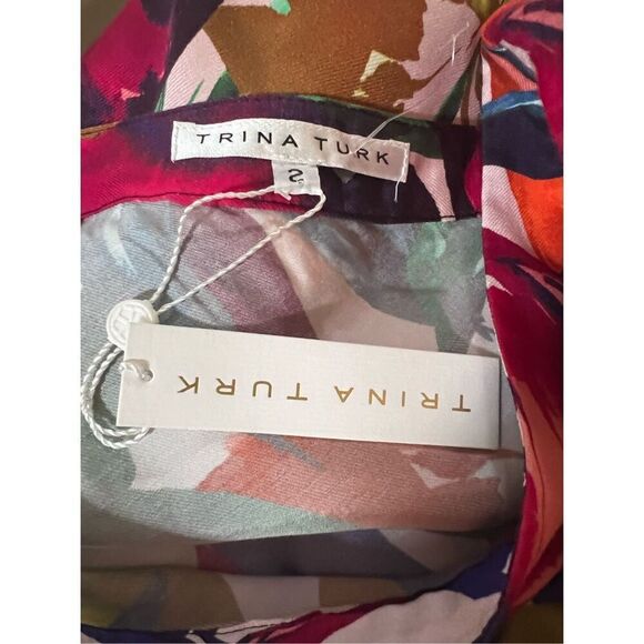 NWT $228 Trina Turk long Colorful “Piper” Silky Viscose Maxi Skirt Sz 2 - Picture 9 of 13
